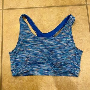 Tek Gear Sports Bra Racerback Sz Large, Medium Support, Blue Space dye